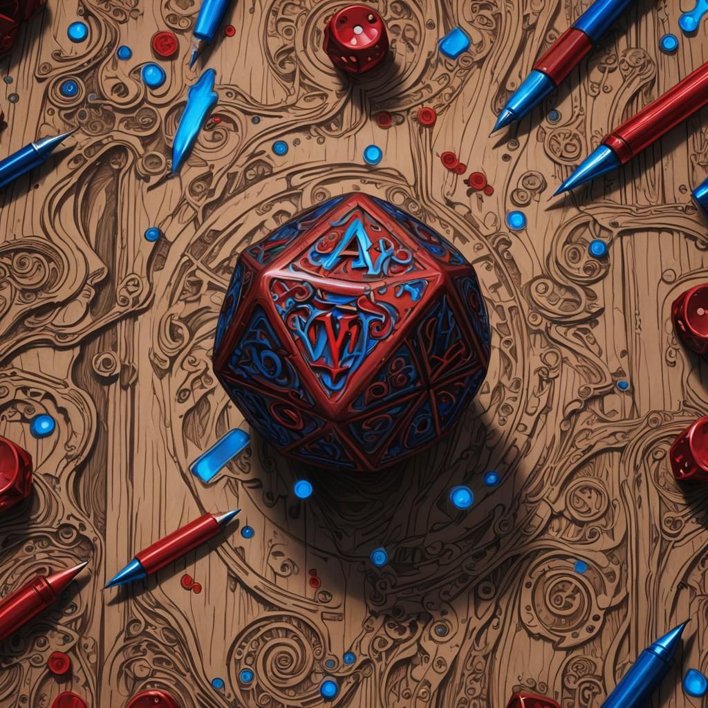 Red Die Challenges Blue Pen: Fantasy Concept Art