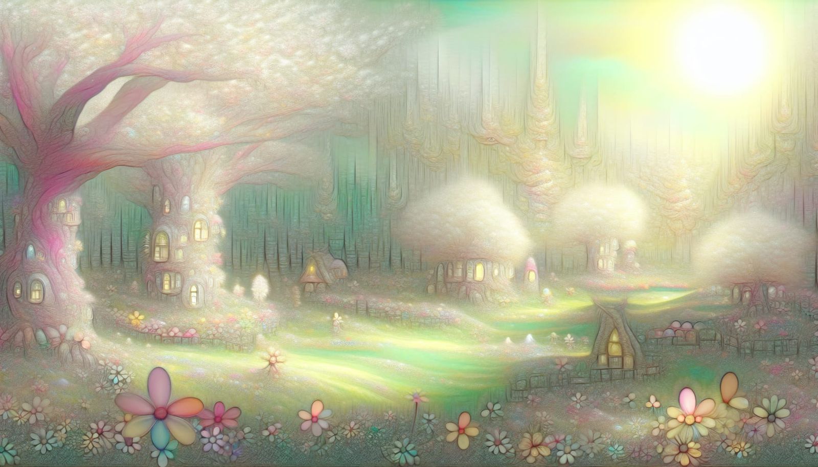 Whimsical Spring Wonderland in Pastel Hues