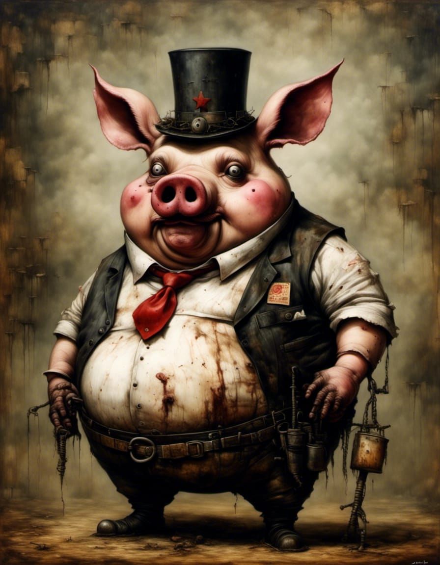 Cursed Portrait of an Obese Pig Farmer