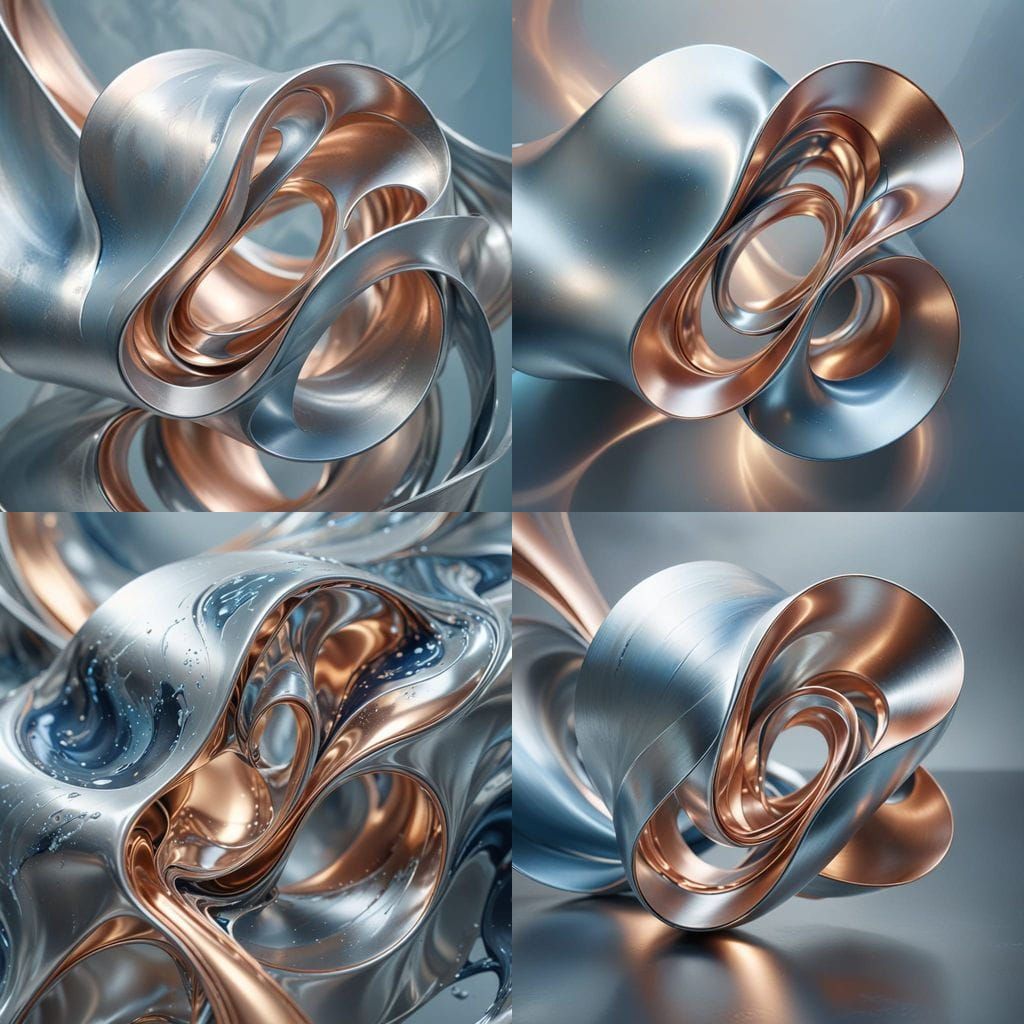 Abstract Silver Forms Symbolizing Couple's Harmony