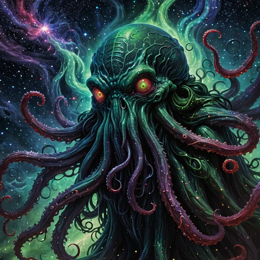 Cthulhu Emerges from Cosmic Vortex: a Gothic Horror