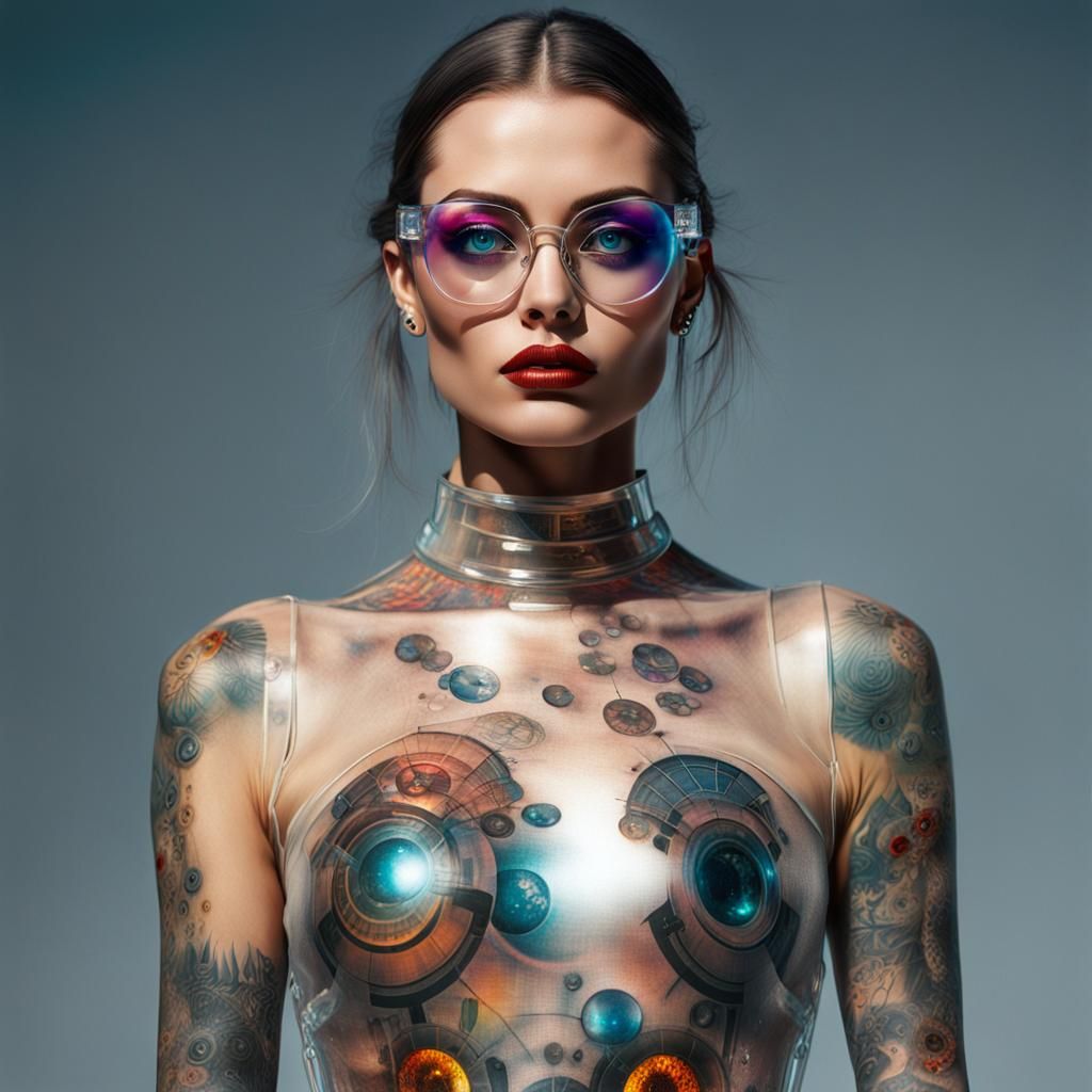 Siberian Woman with Tattoos in 8K Digital Photography