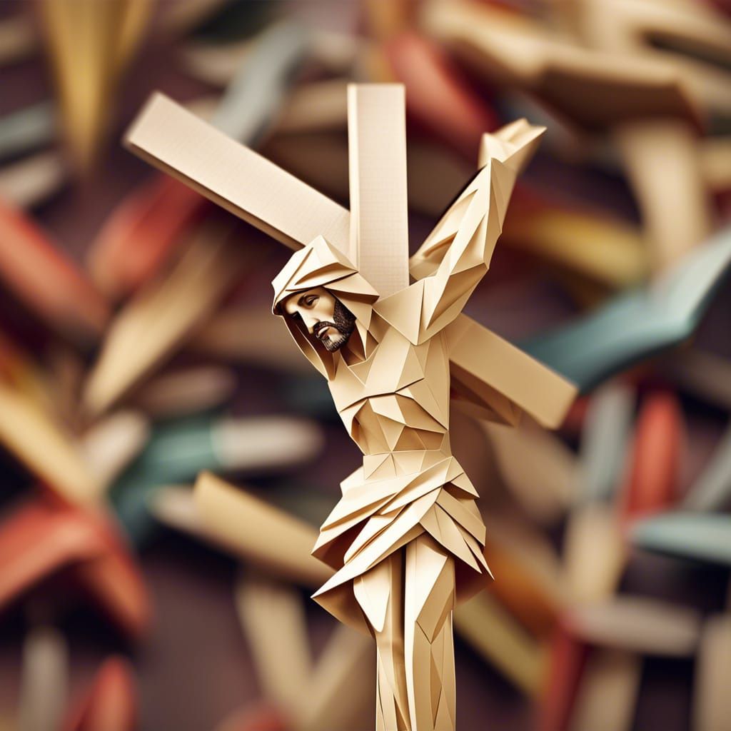 Jesus on the Cross in Origami Style
