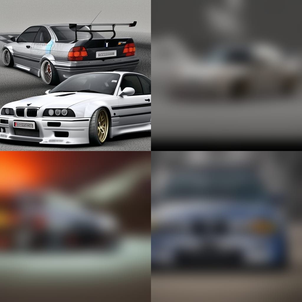 BMW E36 M3 Drifting: Detailed Black Fantasy Painting