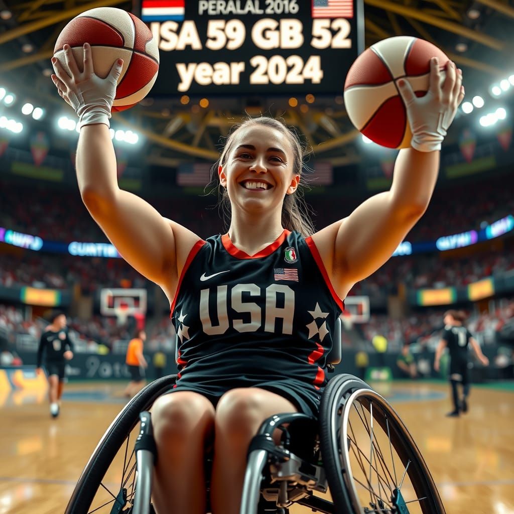 USA captain Becca Murray celebrates 59-52 win over GB Basketball Paralympic quarter final