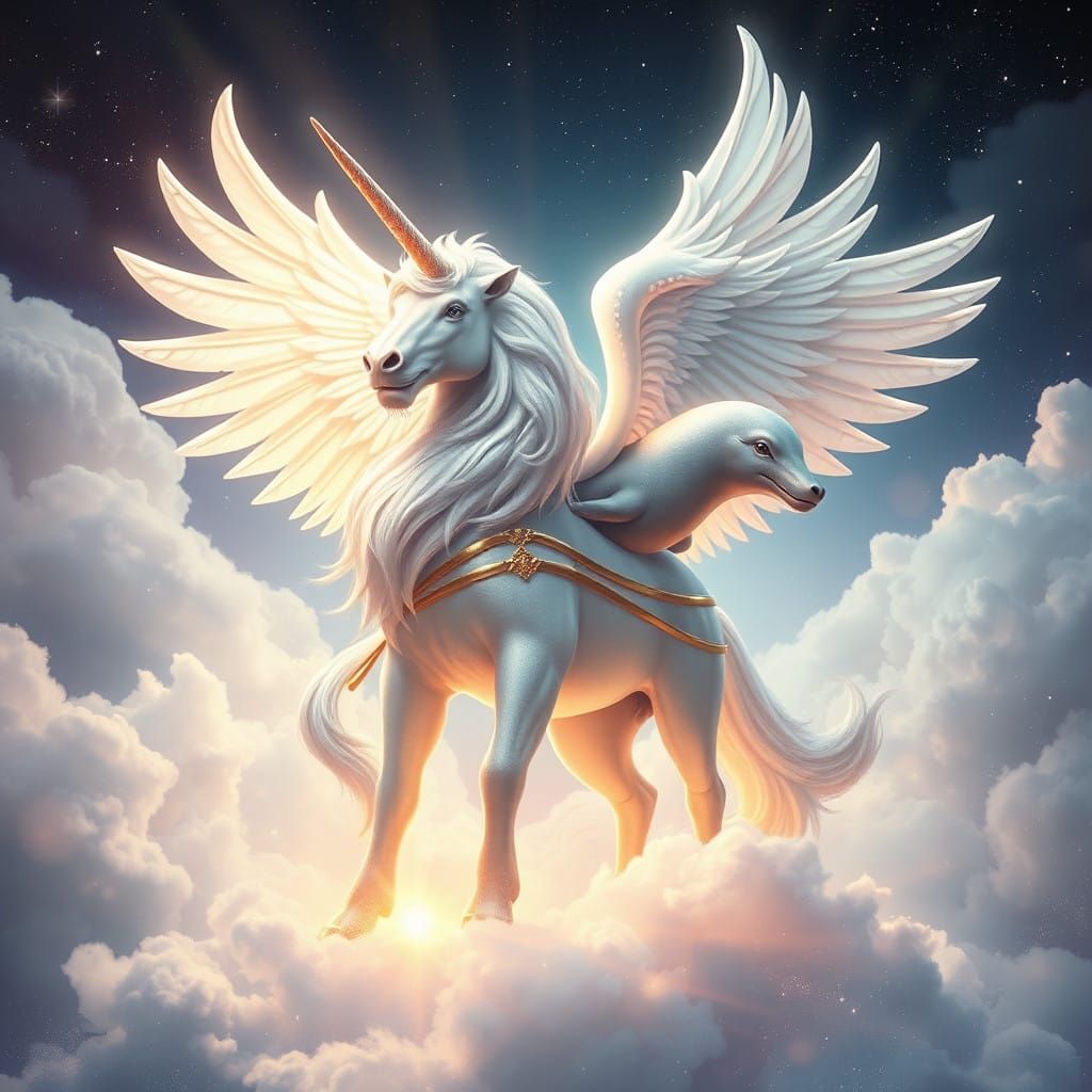 Majestic Celestial Guardian in Ethereal Splendor