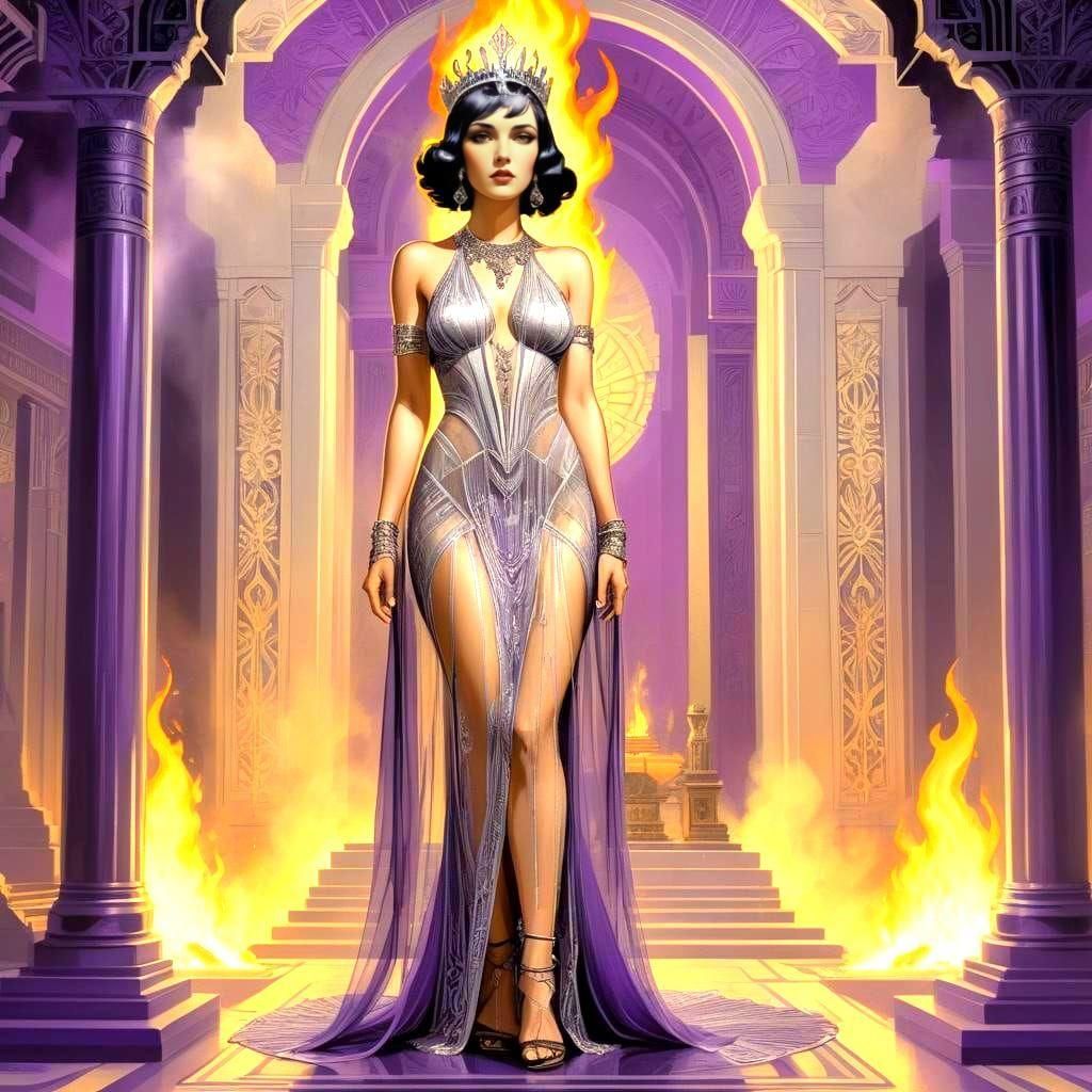 Ayesha in Art Deco Style Temple Interior