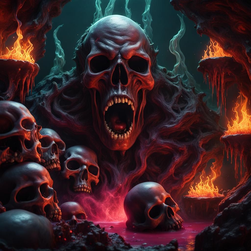 Demonic Toxic Ooze with Screaming Skulls: Detailed Matte Pai...