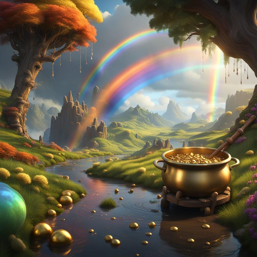 Rainbow, Gold, and Leprechaun in Fantasy Art