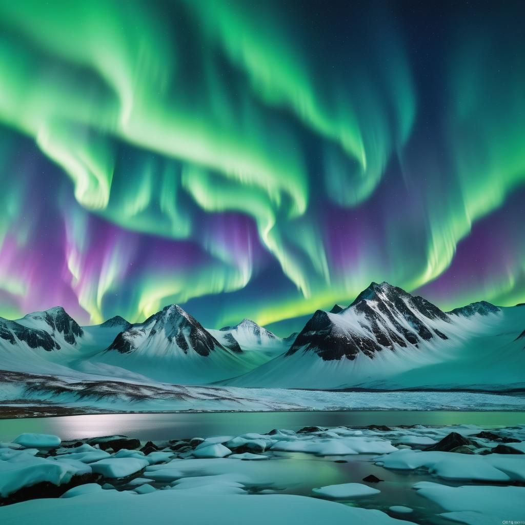 Spectacular Aurora Borealis Over Arctic Landscape