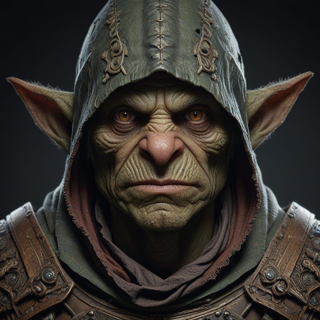 Grim Goblin Warrior in Hyperdetailed Portrait