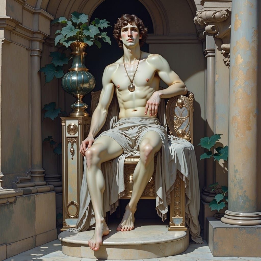 Greek God Portrait in Art Nouveau Style