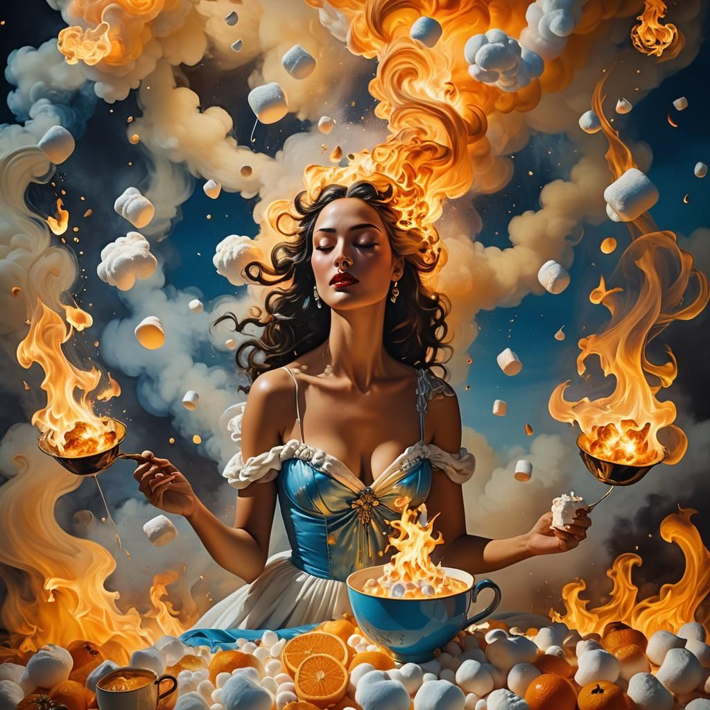 Surreal Marshmallow Dreamscape in Fiery Hues