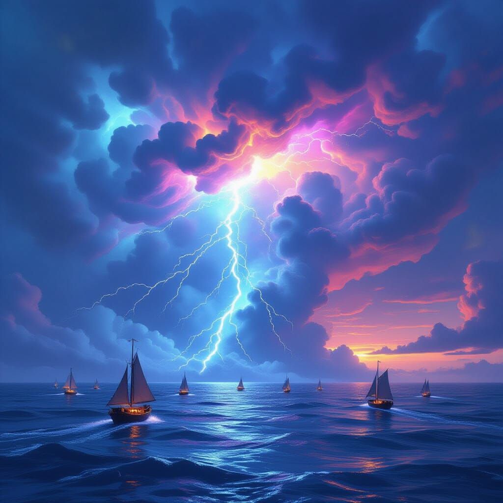 Sentient Storm Cloud Beast Over Alien Ocean