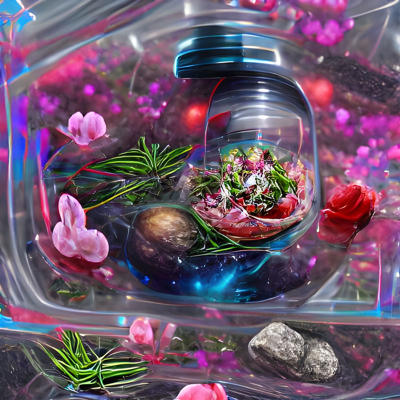 Terrarium with Glittering Orb in Astral Illustration