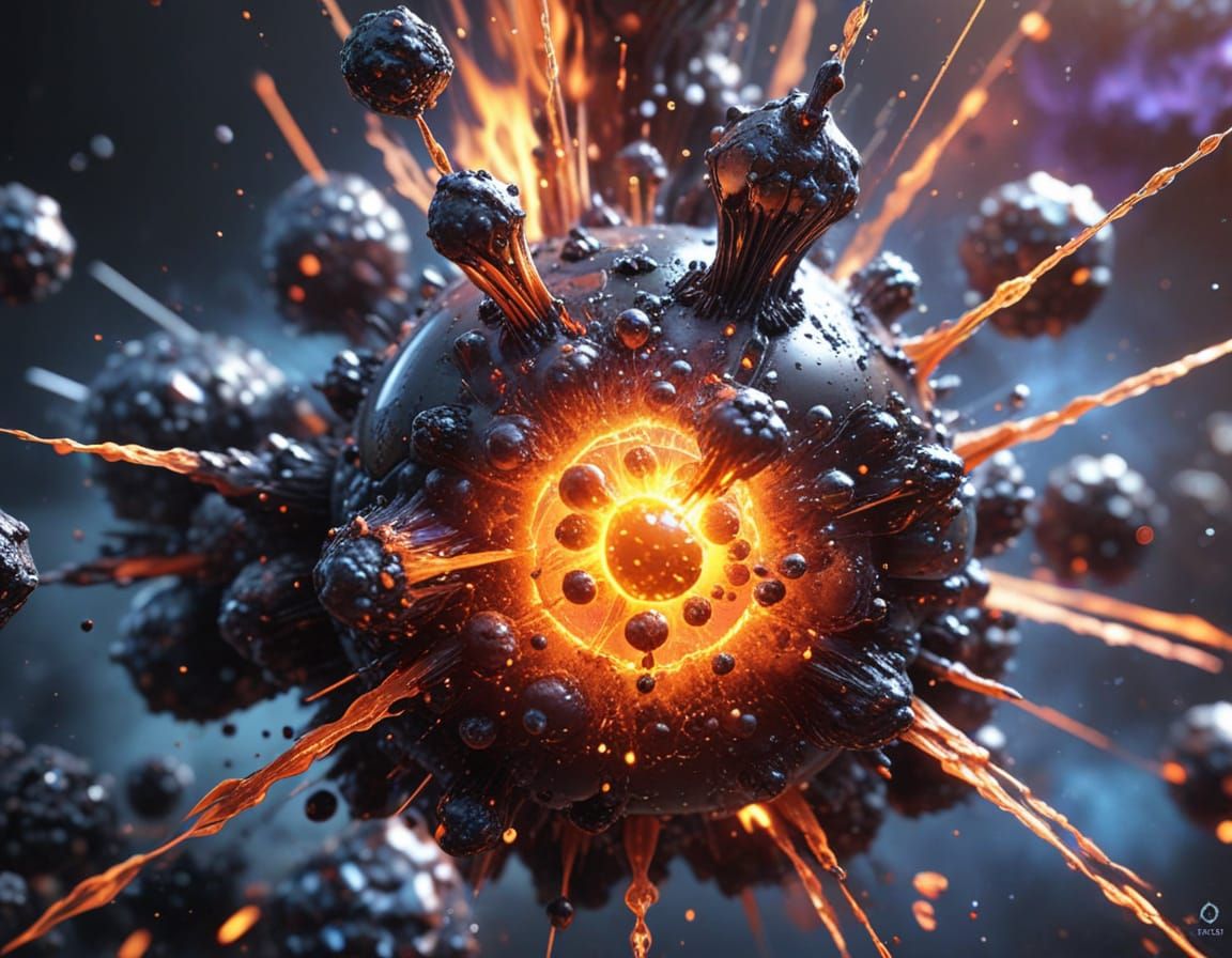 Molecular Explosion in Vibrant Anime Style