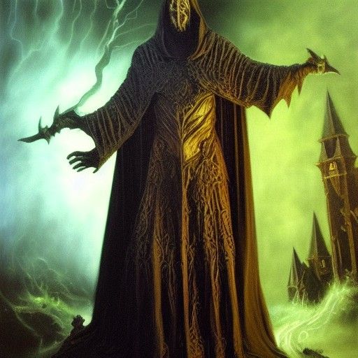Dark Warlock of Spirit in Gothic Horror Style