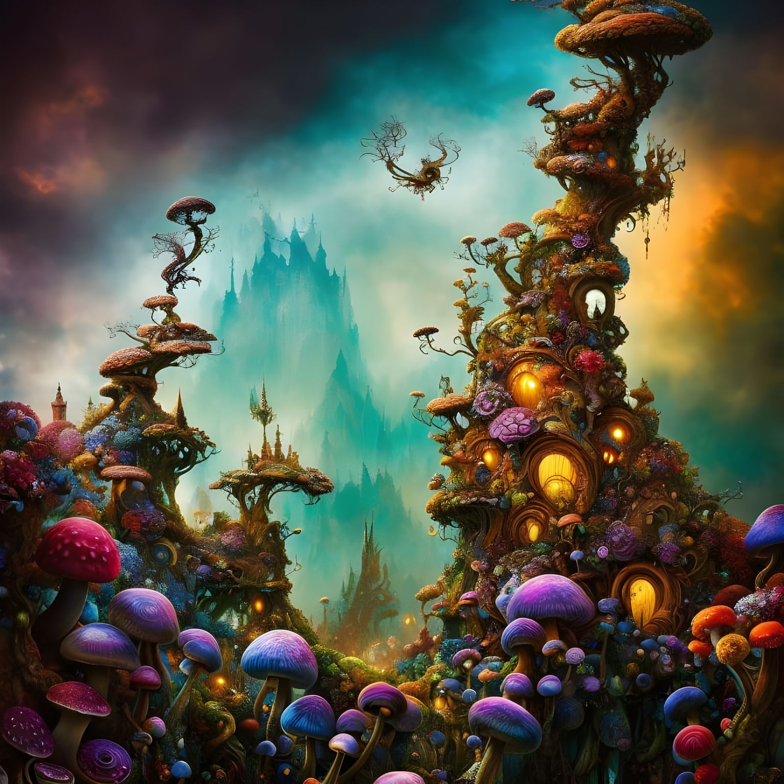 Magic Shroom City Inside Nature Portal Vortex