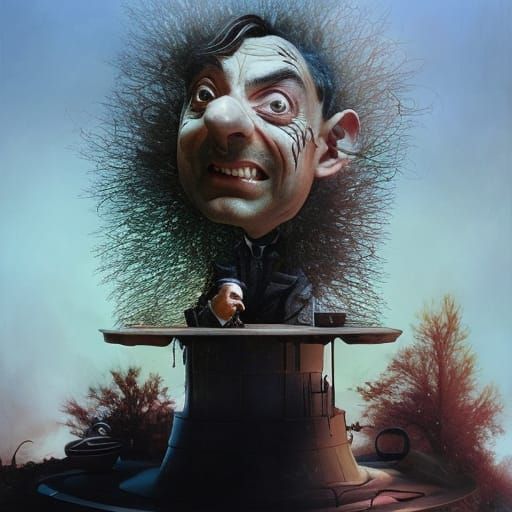 Mr. Bean Hybrid in Sci-Fi Painting