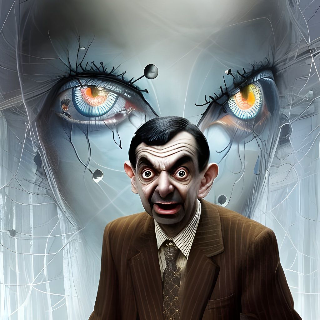 Hybrid Mr. Bean Creature with Intense Stare