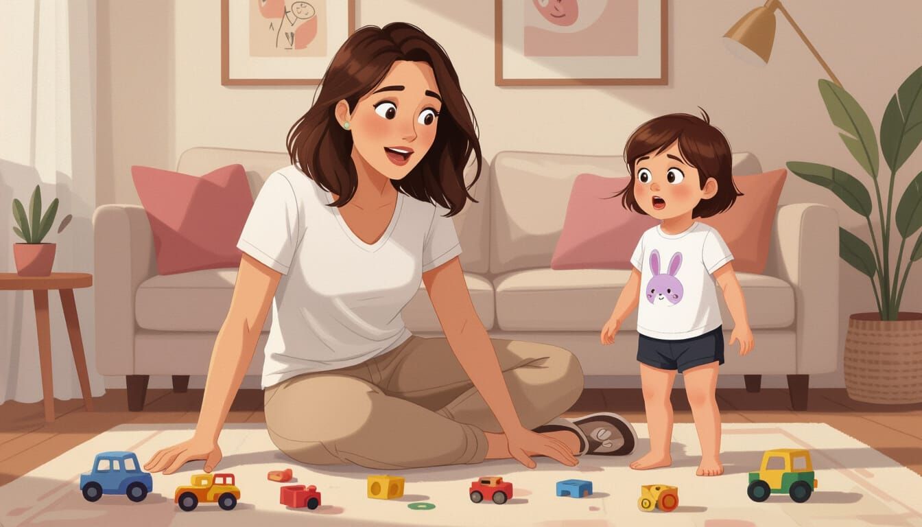 Mom's Mishap: A Minimalist Pastel Illustration