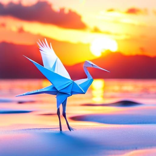 Hyperrealistic Origami Crane in 8K