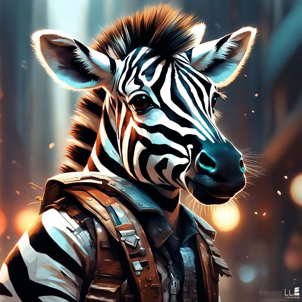 Adorable Chibi Zebra with Intricate Details