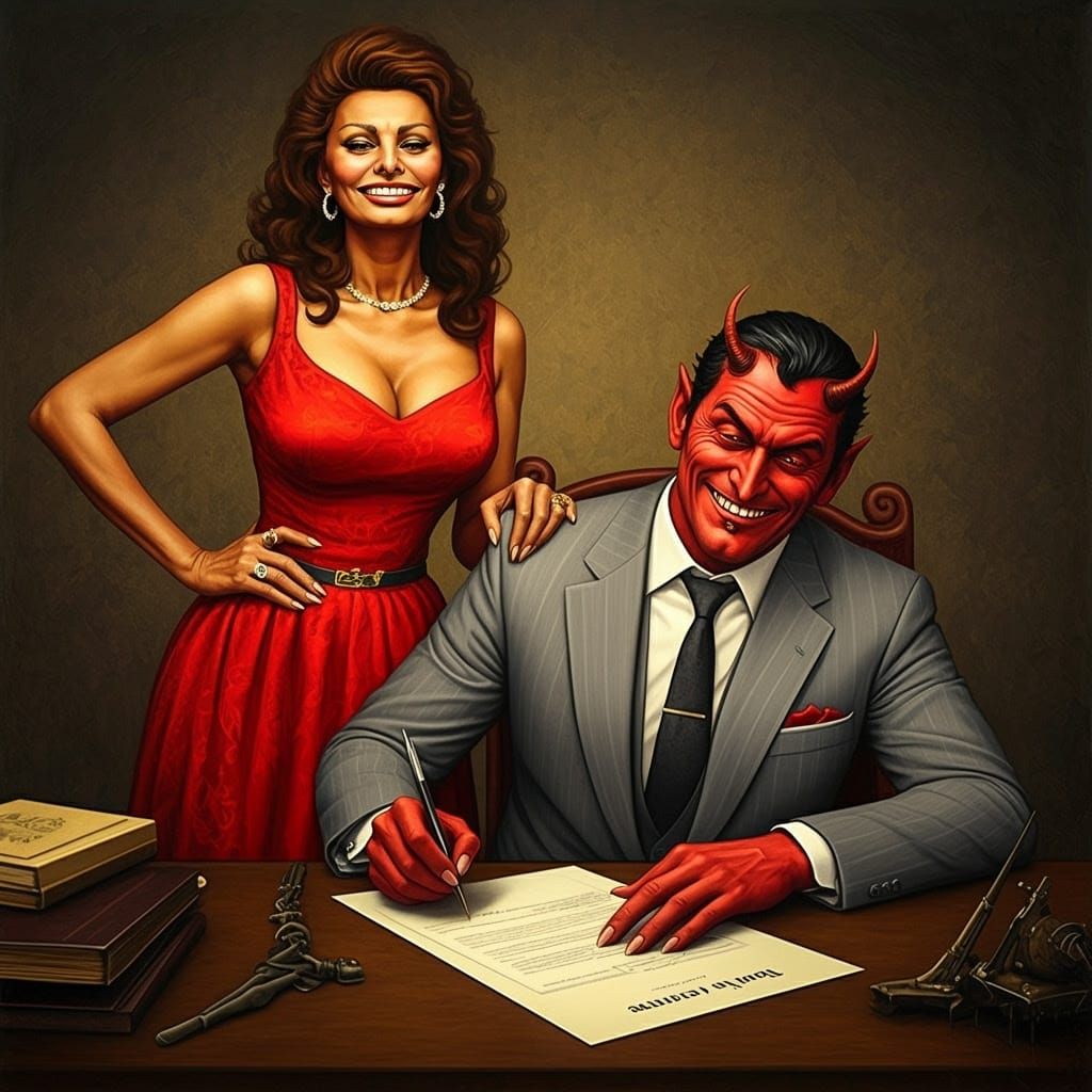 Sophia Loren Beats the Devil: Impressionistic Oil Painting