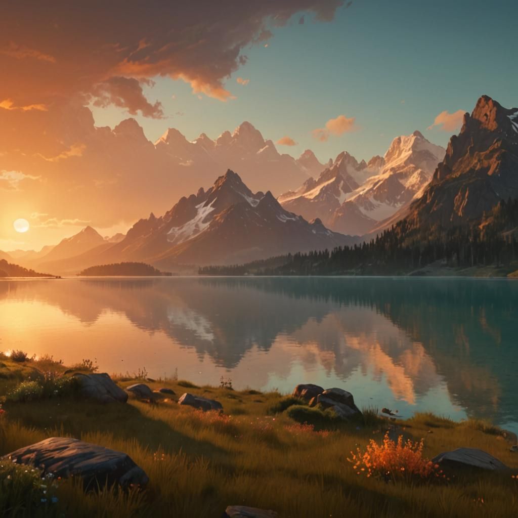 Mountain Lake Concept Art in Unreal Engine 5