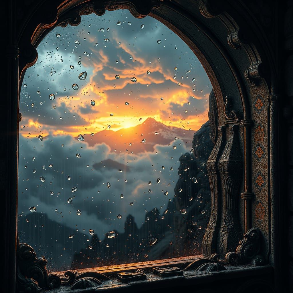 Breathtaking Stormy Scene Through Majestic Window