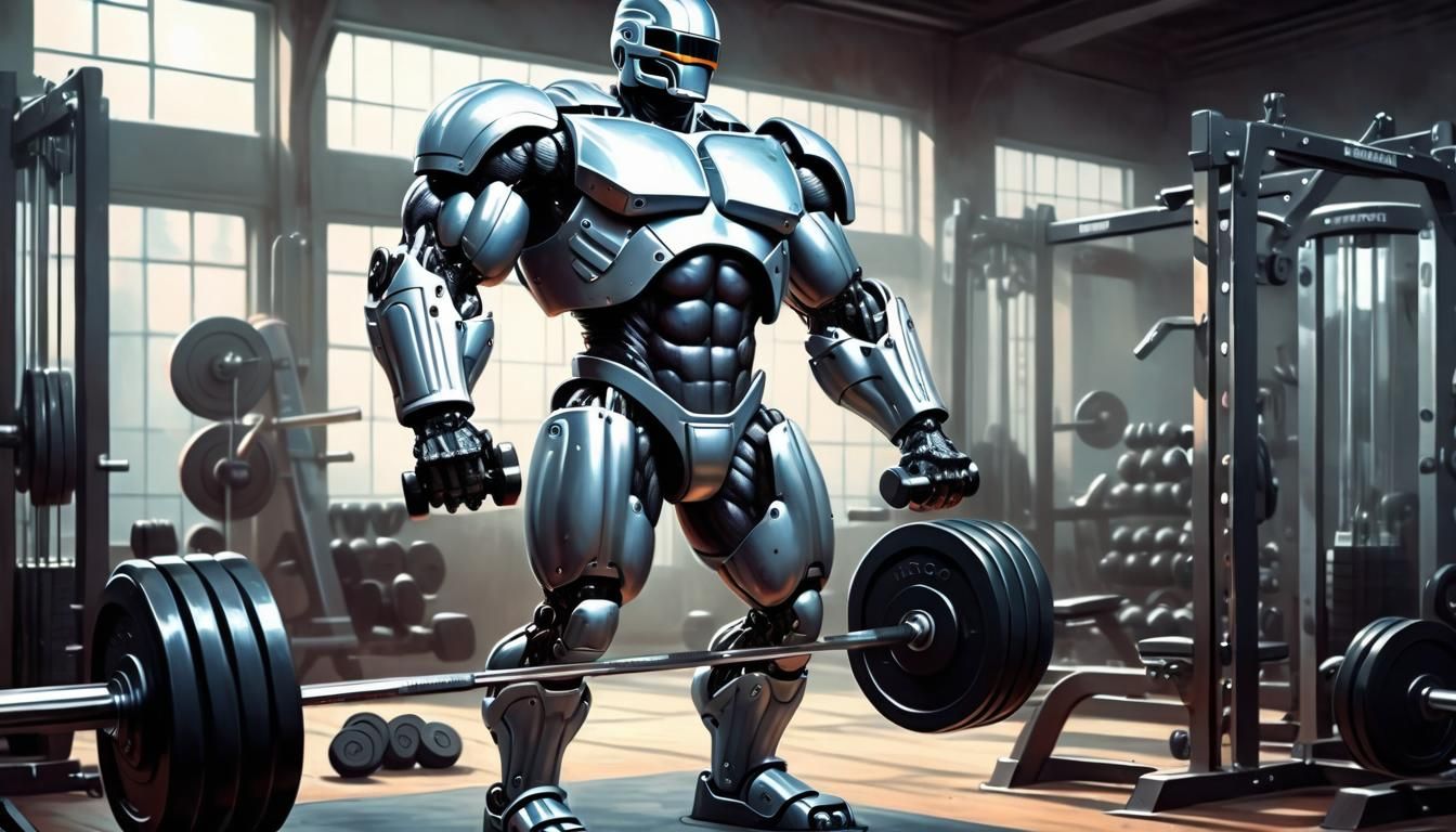 Robocop Gym Workout in Frazetta Style