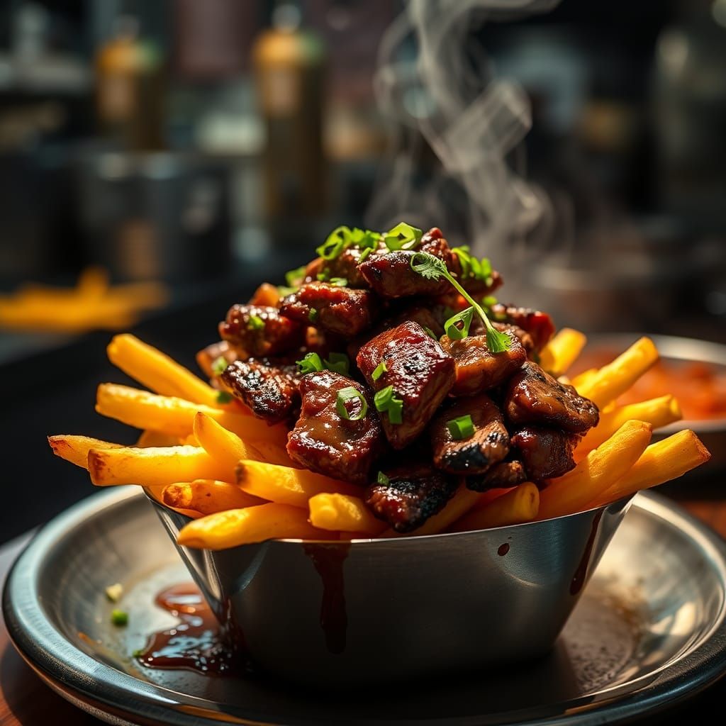 Sizzling Carne Asada Steak Fries Still Life