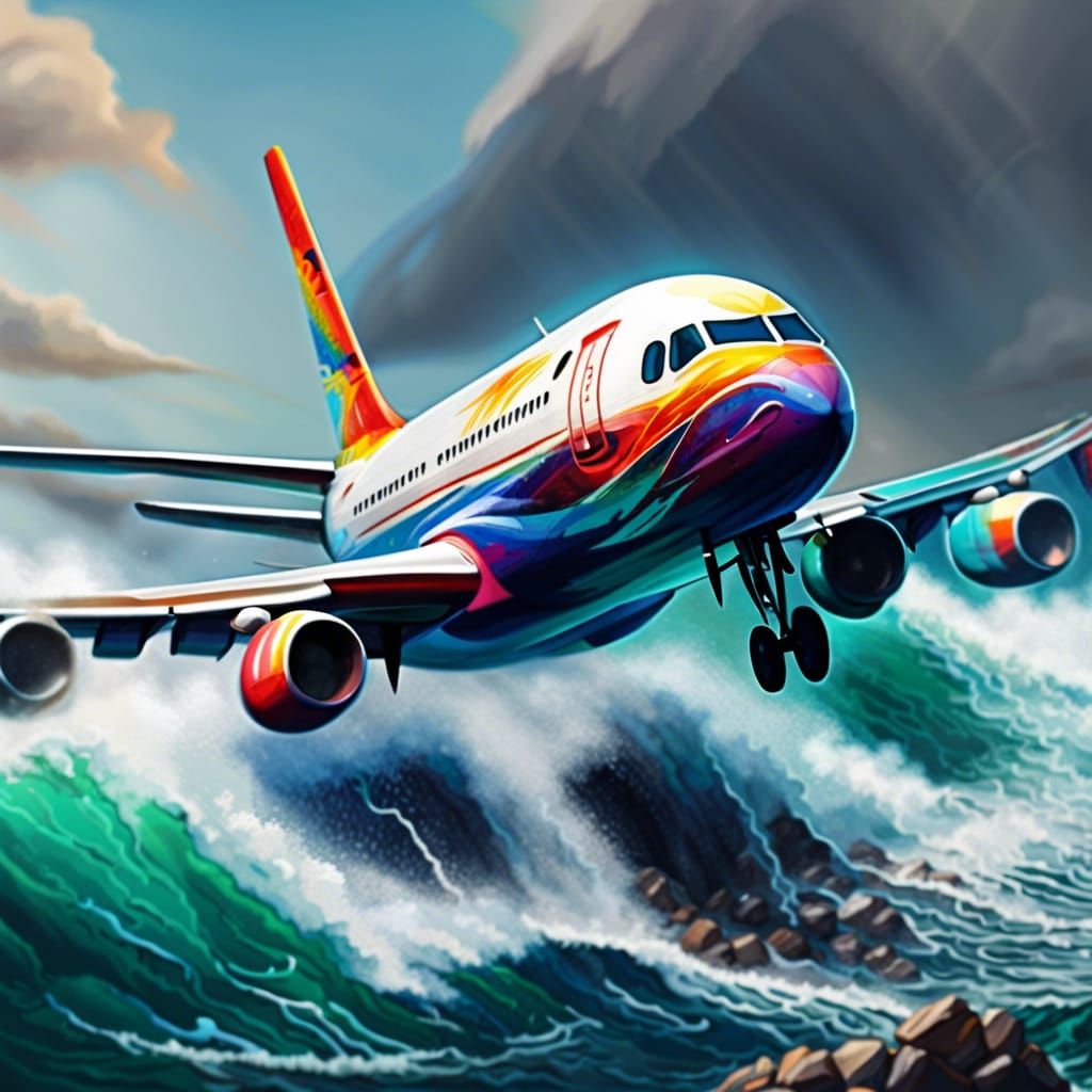 Daring Plane Landing on Rocky Island Runway