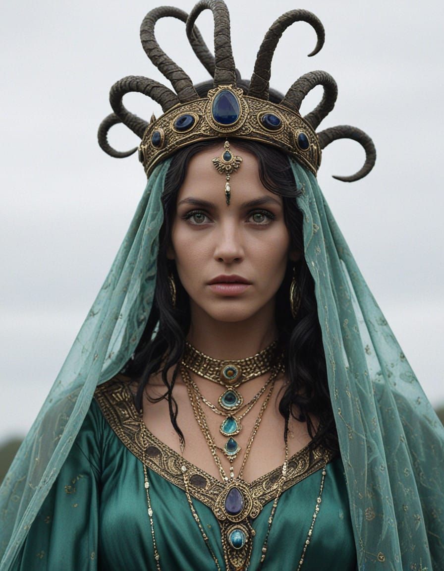 Mystical Bruja in Ethereal Pastel Hues, Inspired by Gustav K...