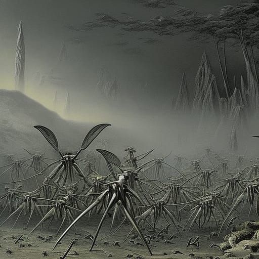 Giant Mosquito-like Creatures with Scimitar Claws