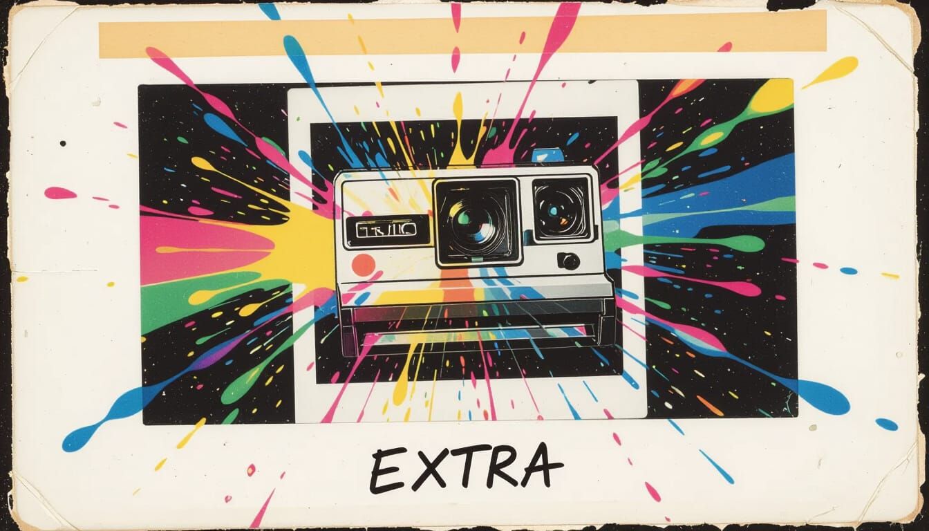 High-Contrast Polaroid with Developing Textures and Analog S...