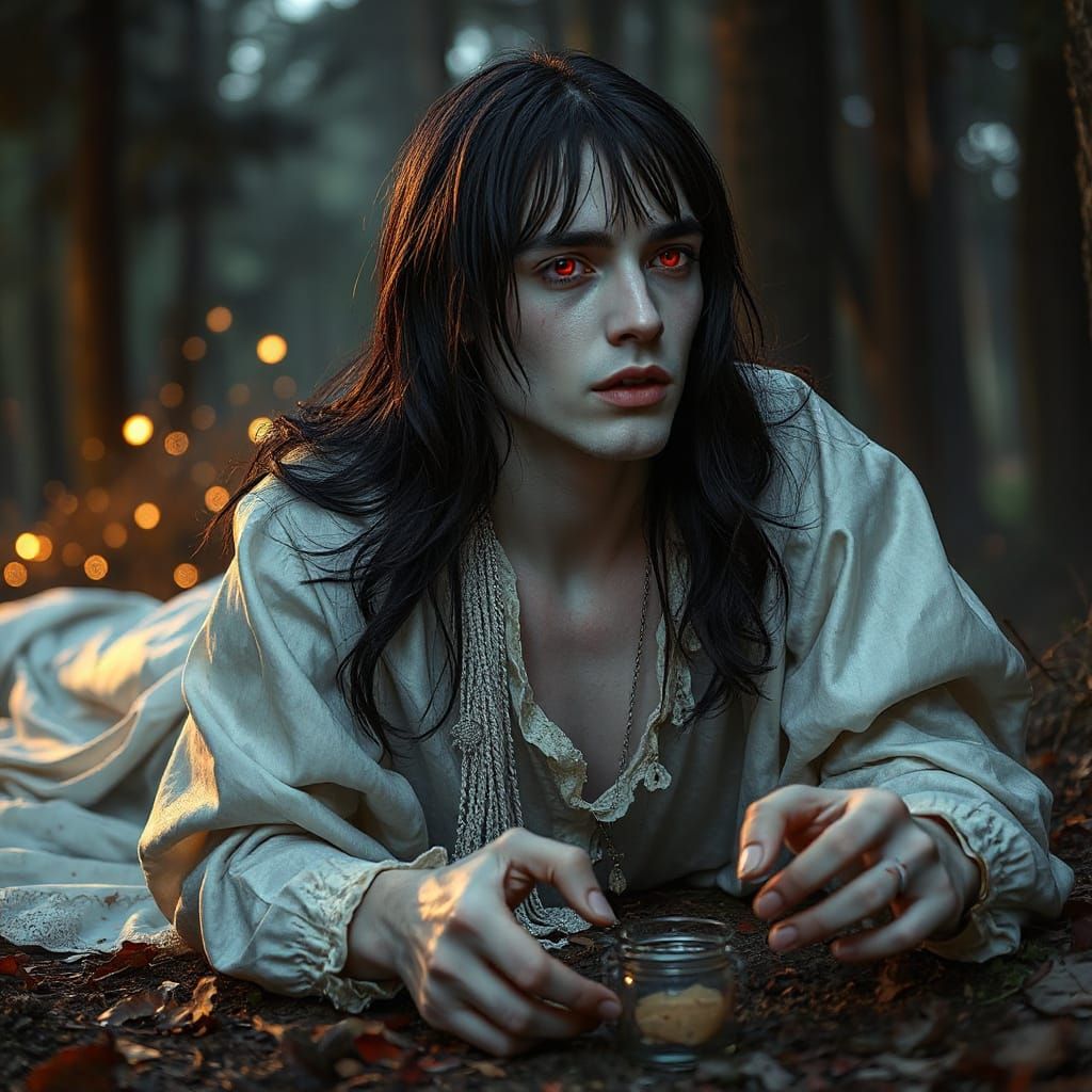 Ethereal Vampire in Dark Fantasy Landscape