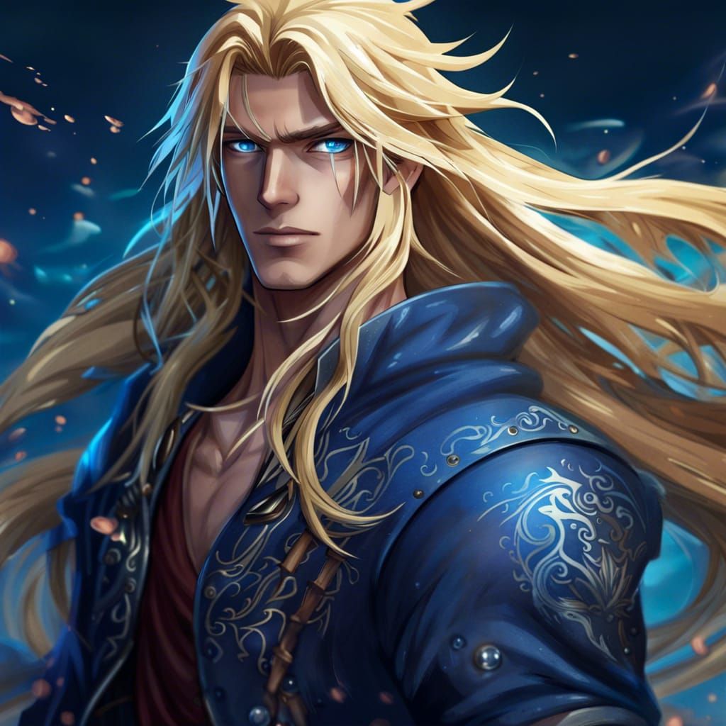 Attractive Muscular Blond Anime Character in Detailed Style