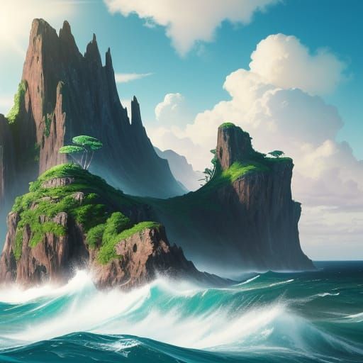 Floating Islands in Vibrant Sunlight