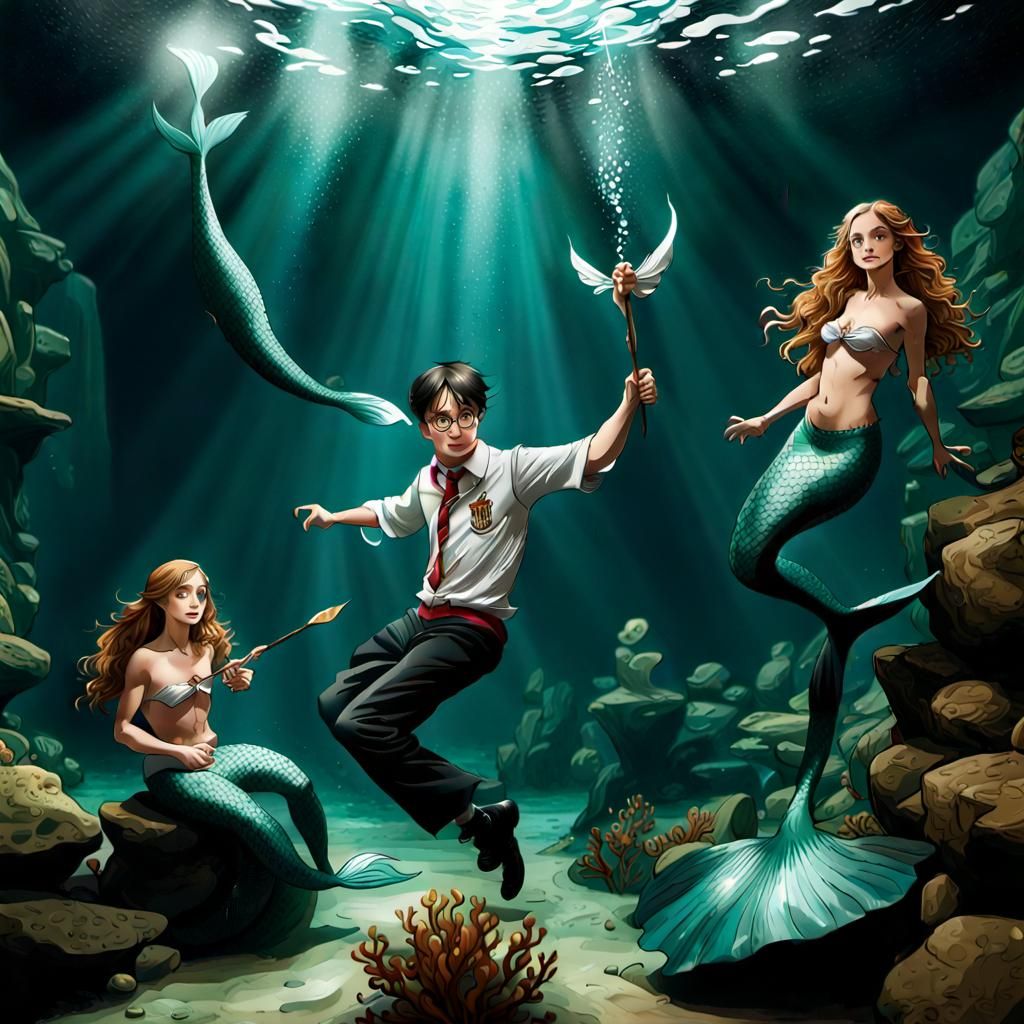 Harry Potter's Underwater Duel with Mermaids