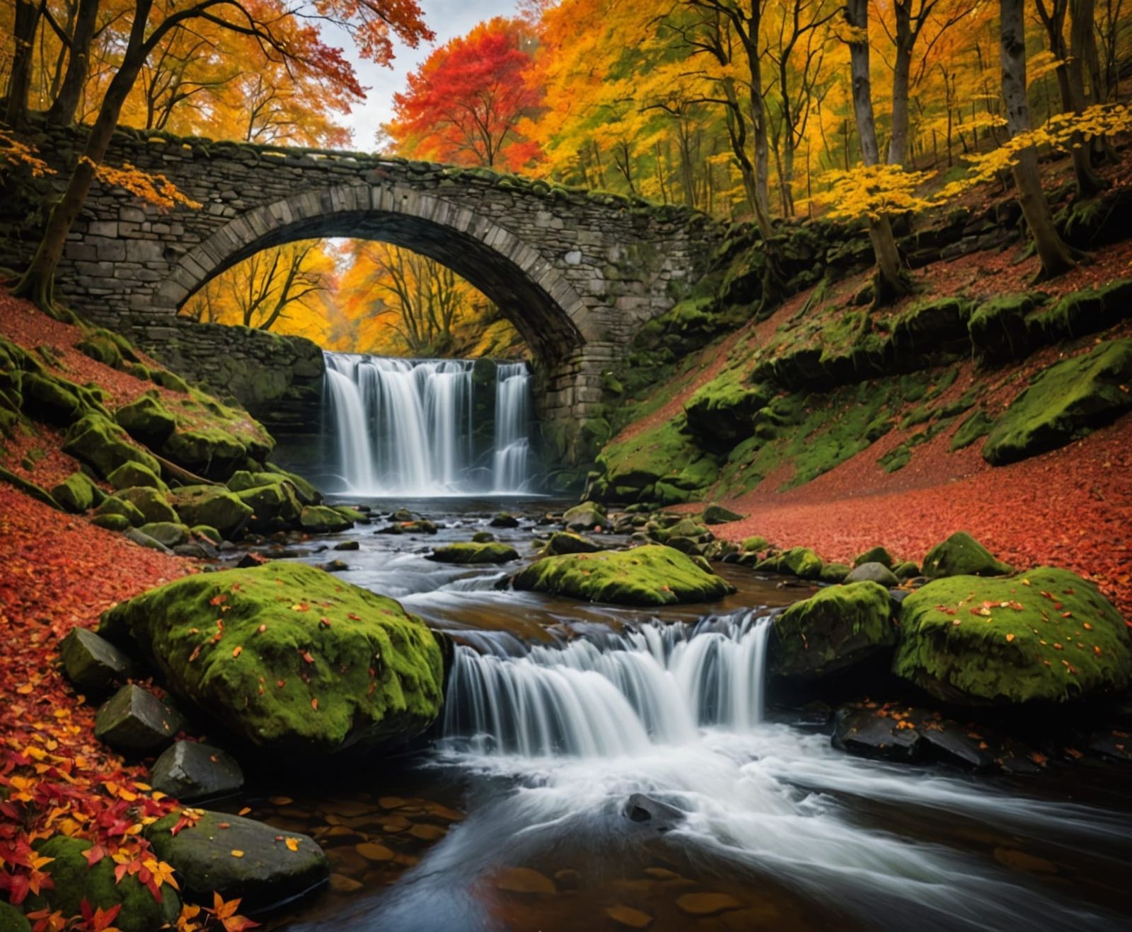 Epic Autumn Waterfall Landscape Photography