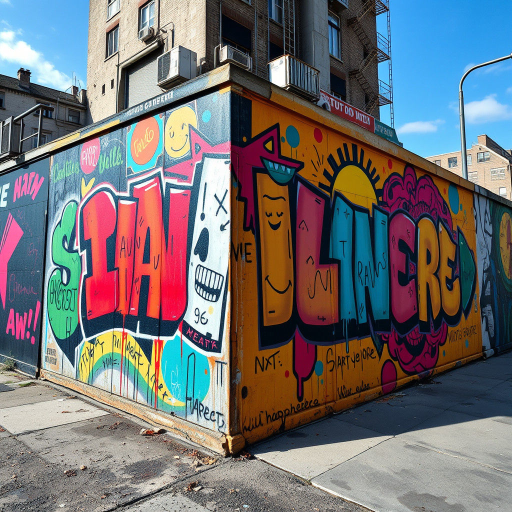 Dynamic Street Art Mural in Urban Setting