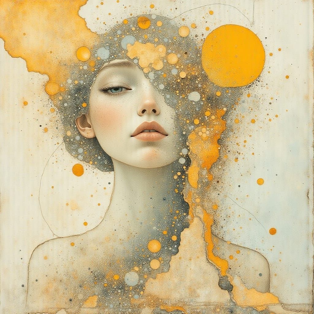 Ethereal Watercolor Landscape with Young Girl