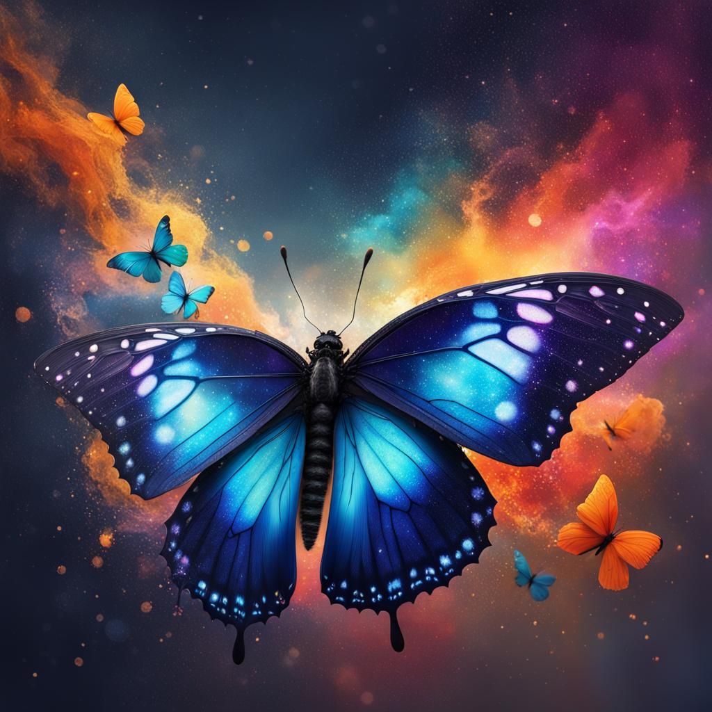 Hyperrealistic Galaxy Butterfly Splash Art