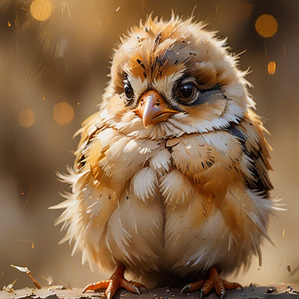 Grumpy Chick Portrait in Impressionist Style
