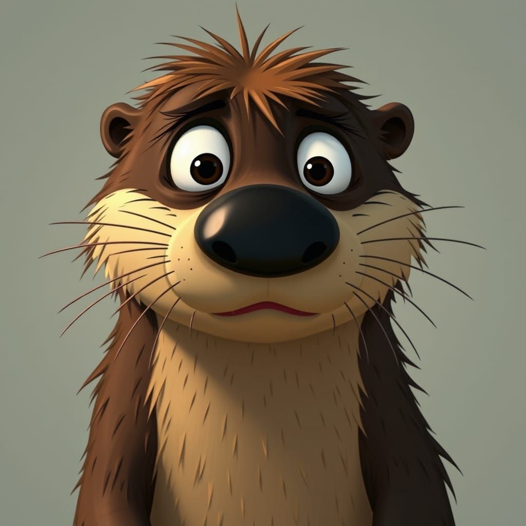 Whimsical Cartoon Otter in a Hand-Drawn Style