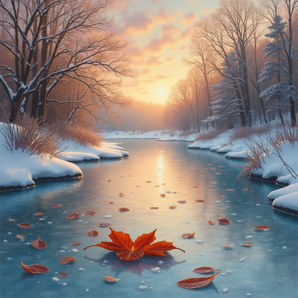 Winter Leaf Falls in Golden Light