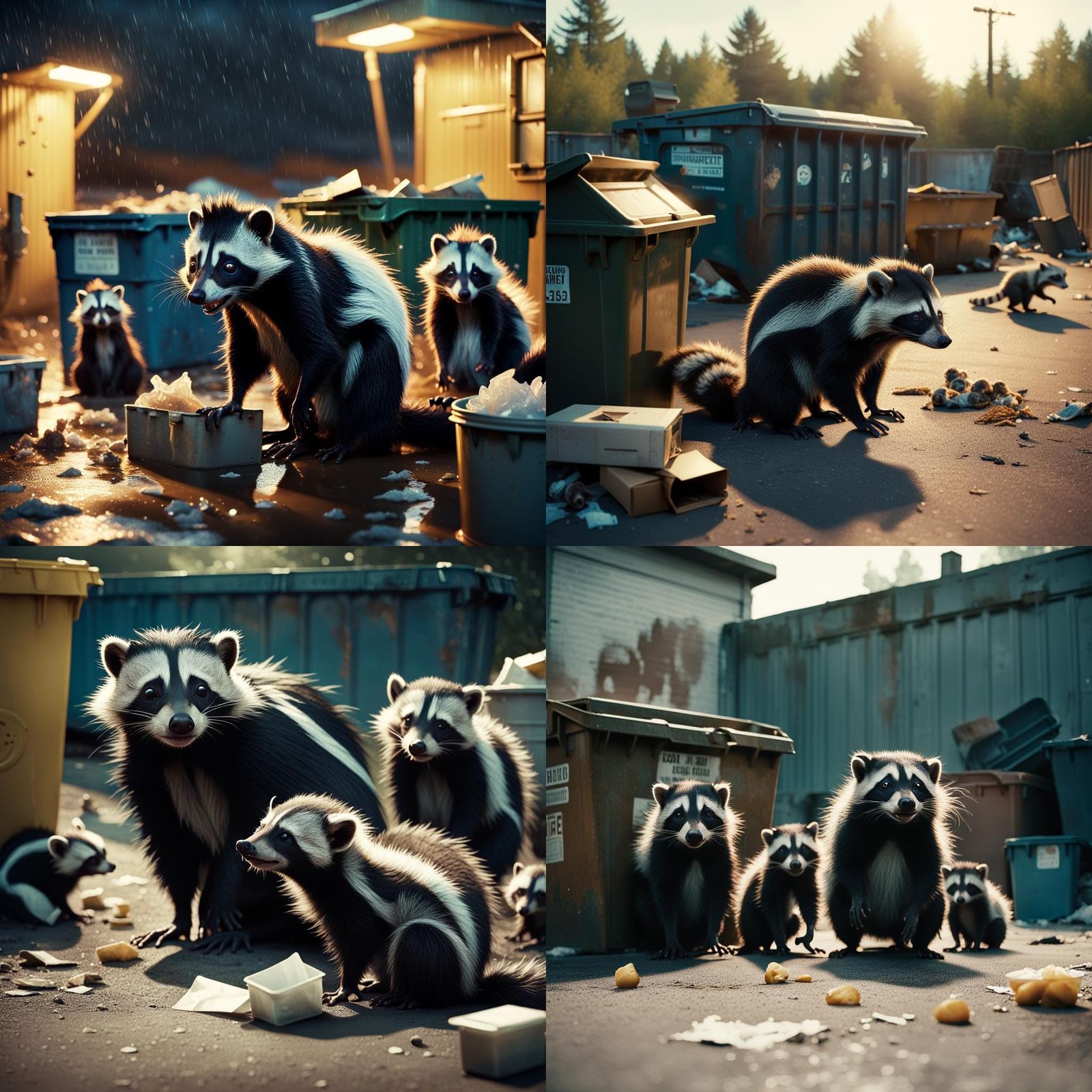 Skunk Family's Despair: Raccoons Offer Help