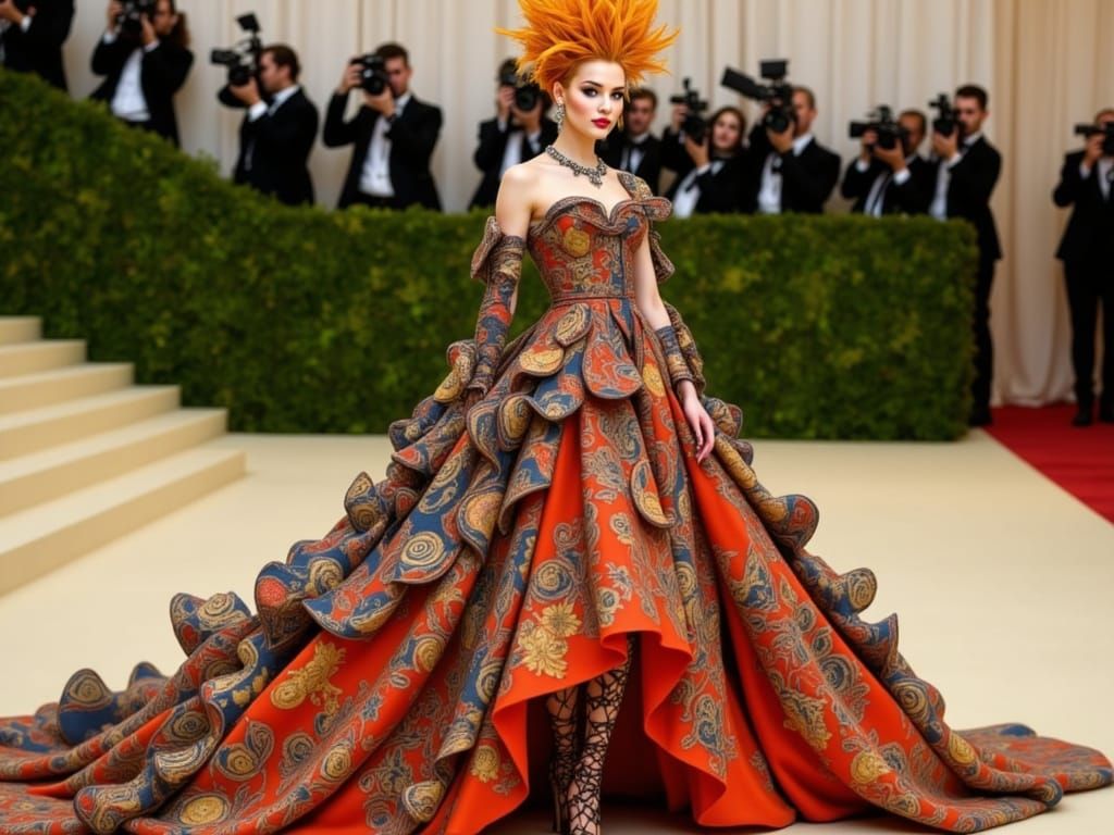 High Fashion Goddess on the Met Gala Steps