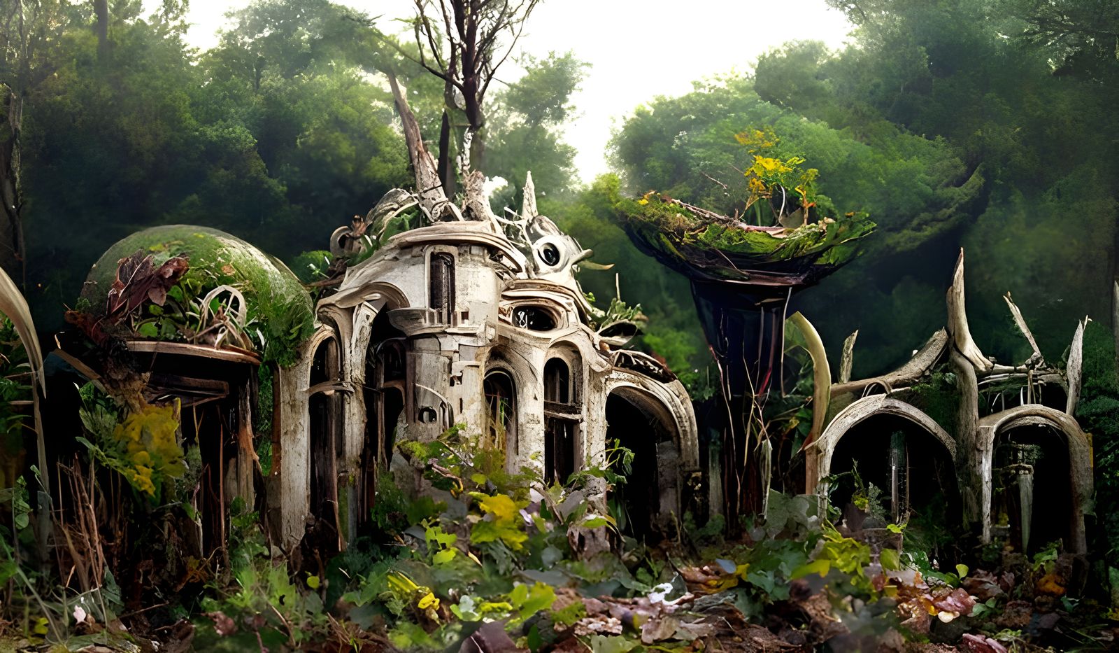Overgrown Alien Ruins: A Hyperrealistic Digital Painting